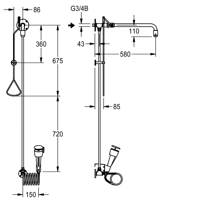 Emergency combined body shower FAID0011