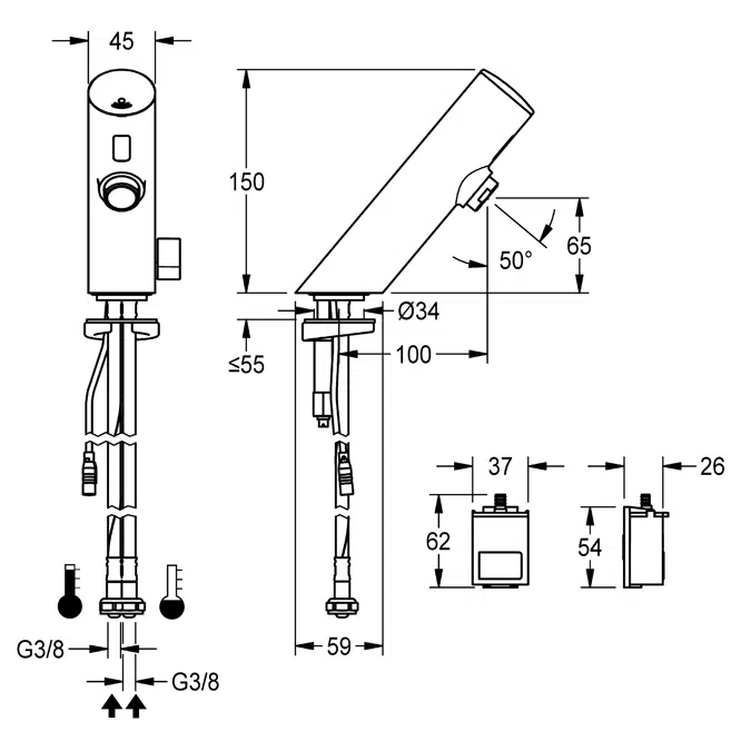 F3E-Mix electronic pillar mixer F3EM1001