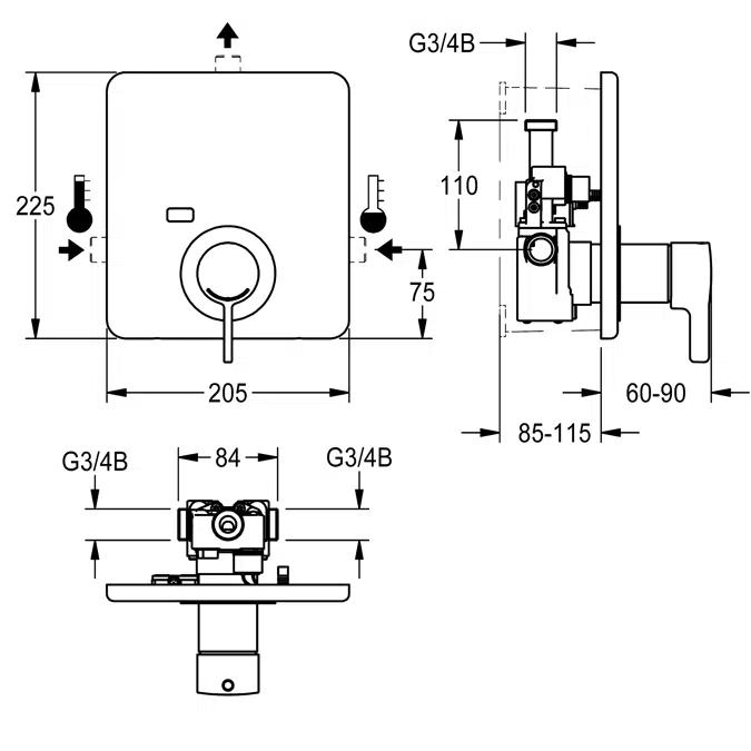 Thermostatic in-wall mixer F5LT2018