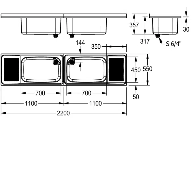 SIRIUS double utility sinks BS353