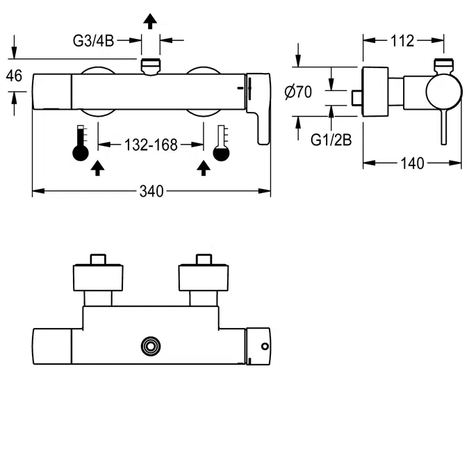 F5L-Therm thermostatic single-lever wall-mounted mixer F5LT2004
