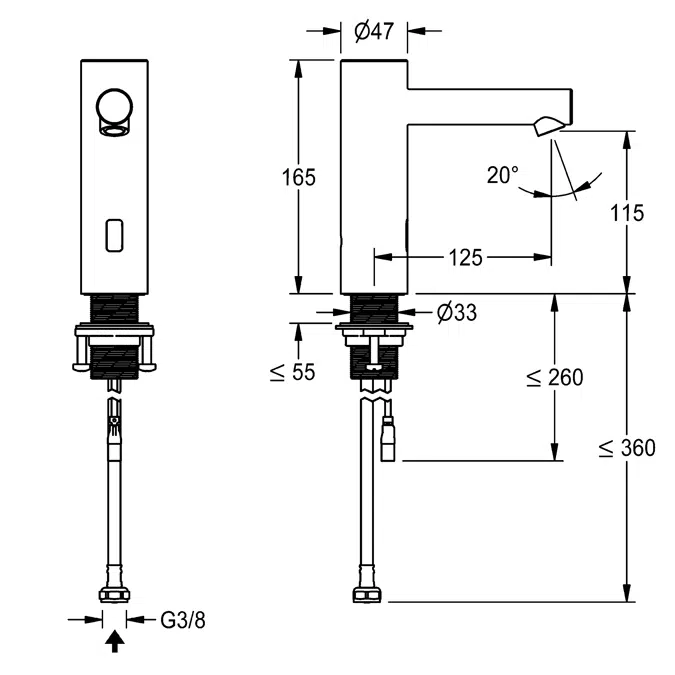 F7E Electronic pillar tap F7EV1001