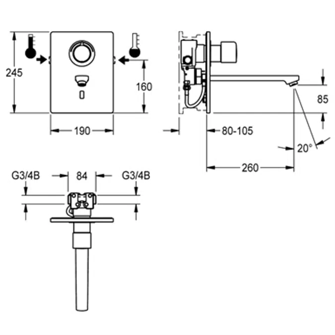 F5E-Therm electronic thermostat mixer F5ET1015