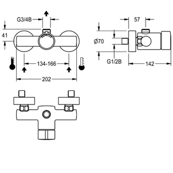 F3S-Mix self-closing wall-mounted mixer F3SM2001