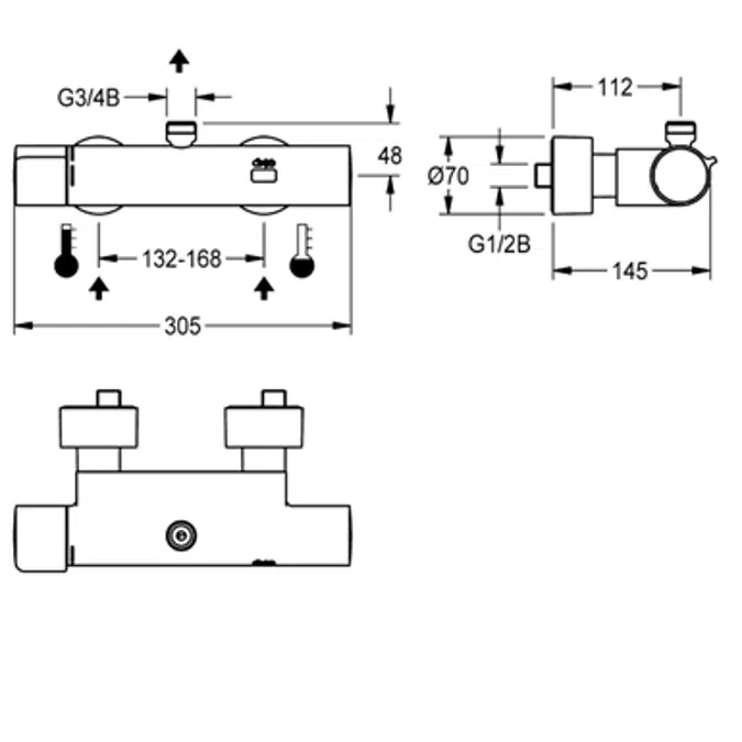 F5E-Therm electronic thermostat wall-mounted mixer F5ET2001