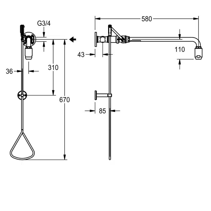 Emergency shower activated by a pull-rod FAID0006