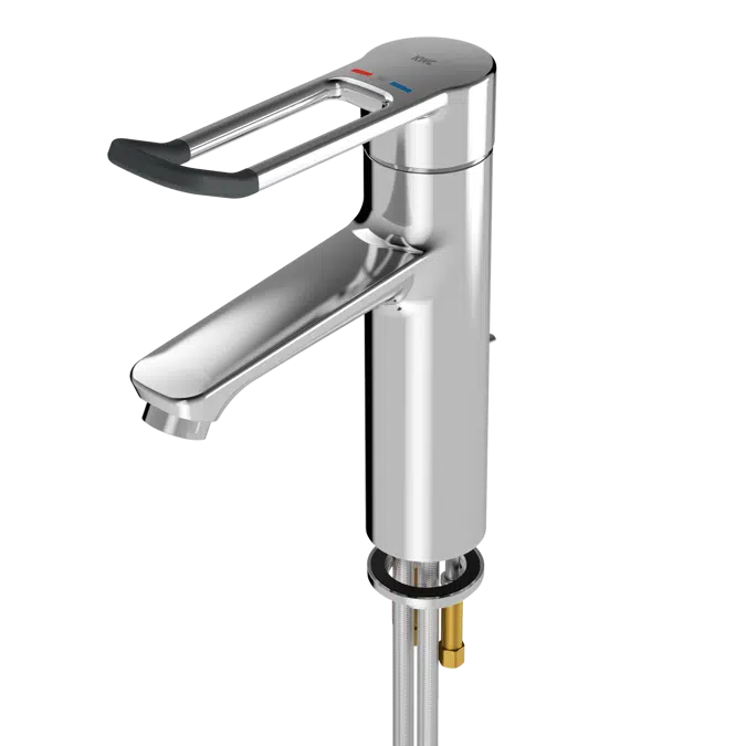 Thermostatic single-lever pillar mixer with pop-up waste set F4LT1003