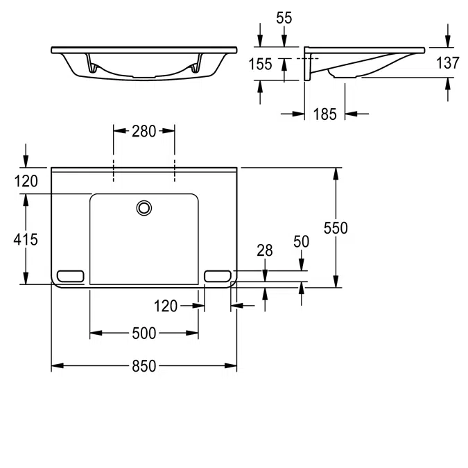MEDCARE Single washbasin, barrier-free ANMW0053