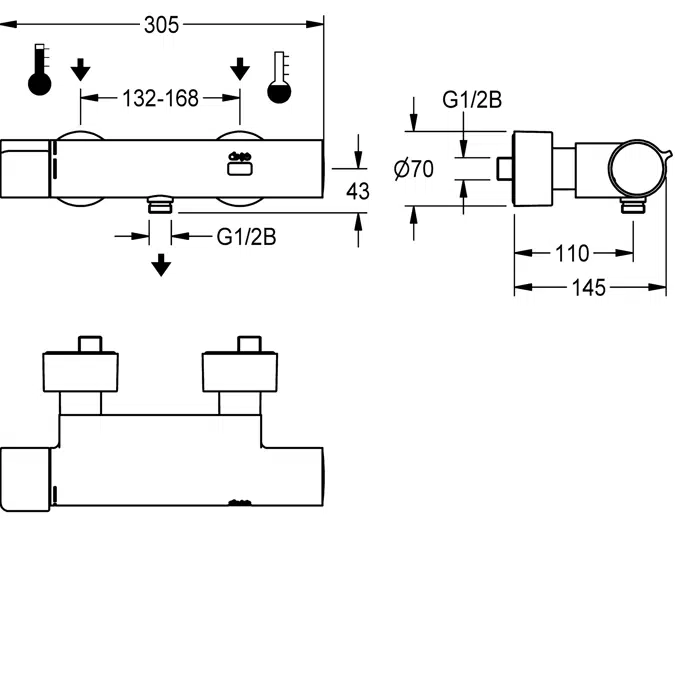 F5E-Therm electronic thermostat wall-mounted mixer F5ET2008