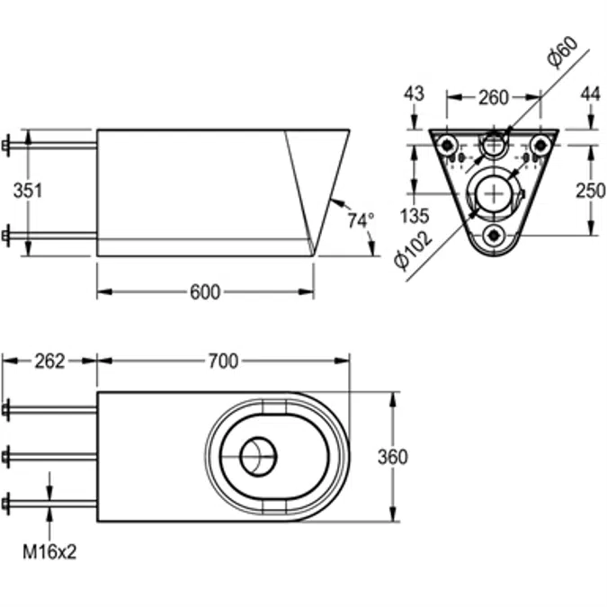 HEAVY-DUTY Wall hung WC pan HDTX594