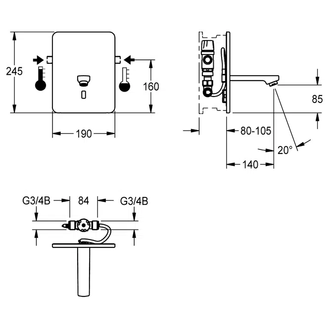 F3E-Therm electronic thermostatic mixer F3ET1010