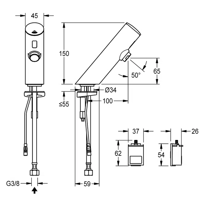 F3E electronic pillar tap F3EV1006