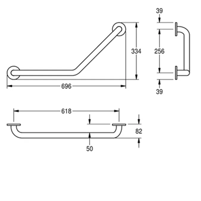 CONTINA 135° angled grab rail CNTX700WA