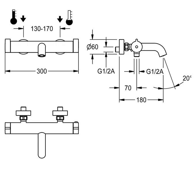 Thermostat bath mixer F4MT2001