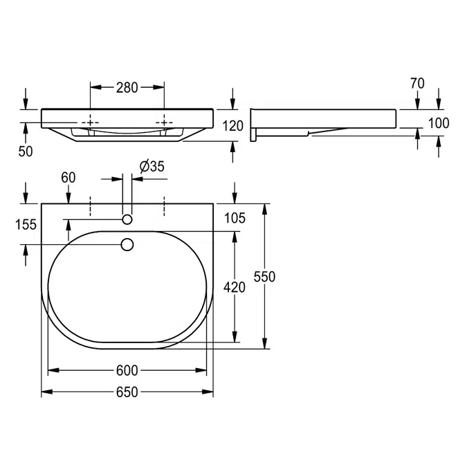 VARIUScare washbasin, barrier-free ANMW501