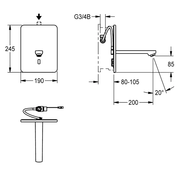 F3E washbasin tap F3EV1017