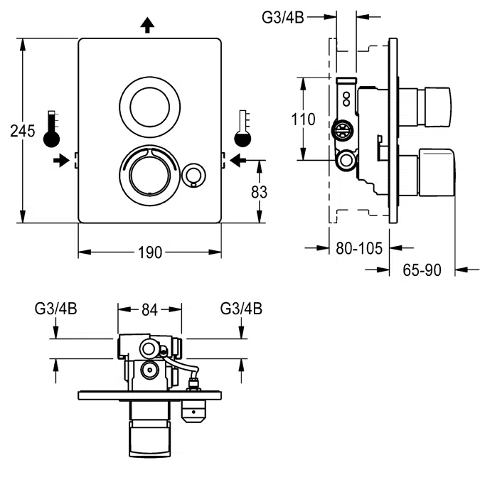F5S Self-closing thermostatic mixer F5ST2036