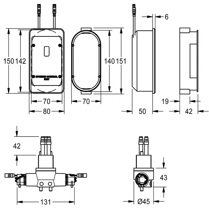 Hygiene unit for in-wall installation for F5L single lever mixers ACLX1005