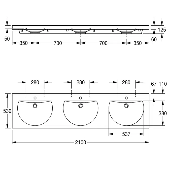 RONDA triple washbasin ANMW231