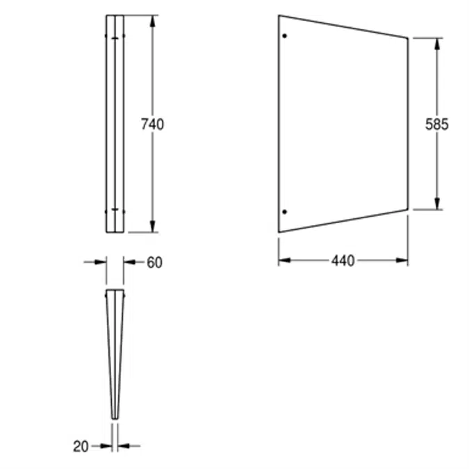 CAMPUS Urinal divider CMPX700