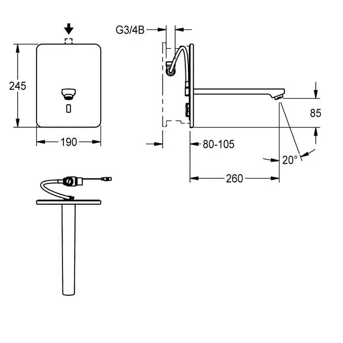F3E Electronic washbasin tap F3EV1018