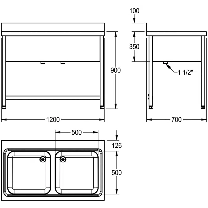 MAXIMA SET commercial sink MAXL200-120 SET