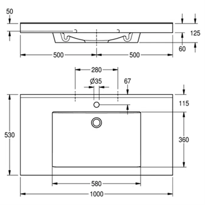 QUADRO single washbasin ANMW416