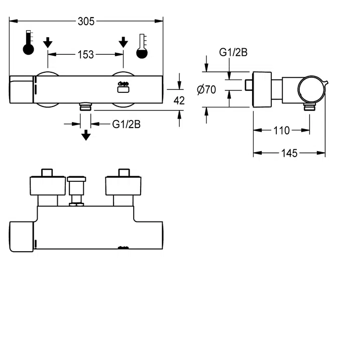 F5E-Therm electronic thermostat wall-mounted mixer F5ET2006