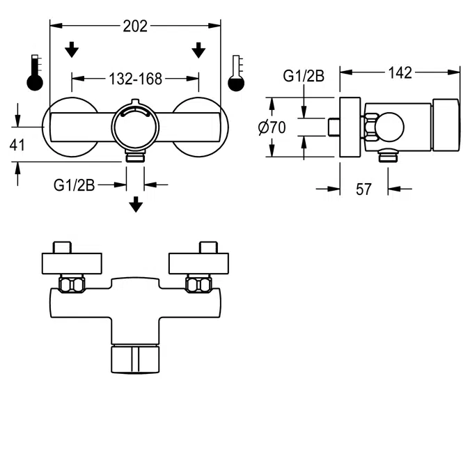F3S-Mix self-closing wall-mounted mixer F3SM2002