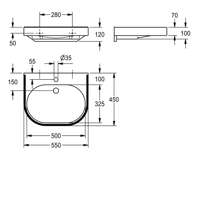 VARIUScare single washbasin, barrier-free ANMW502