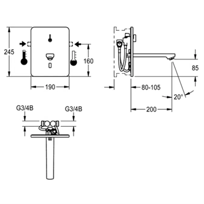 F3E-Mix electronic washbasin mixer F3EM1020