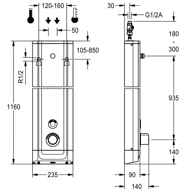 BIM objects - Free download! F5E Therm stainless steel shower panel