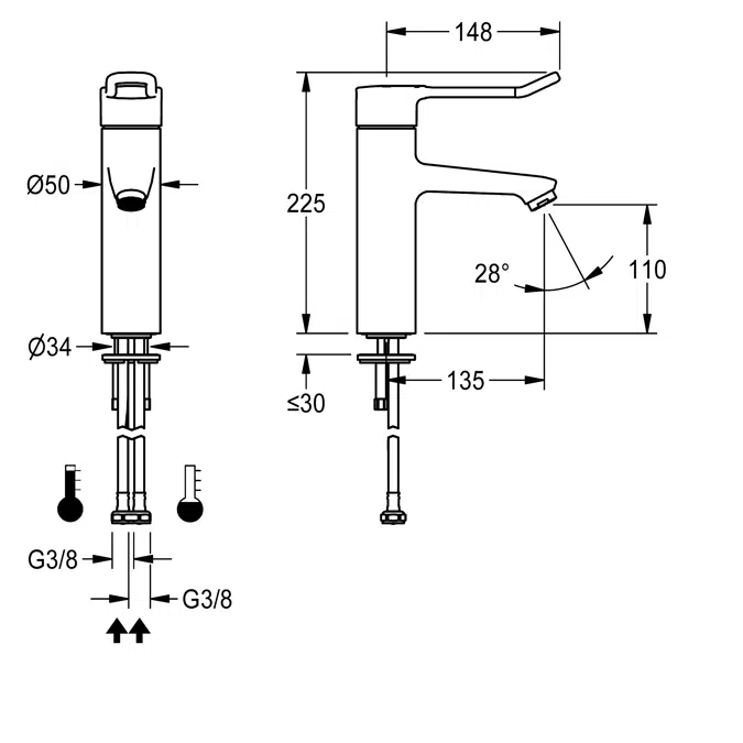 Thermostatic single-lever pillar mixer F4LT1002