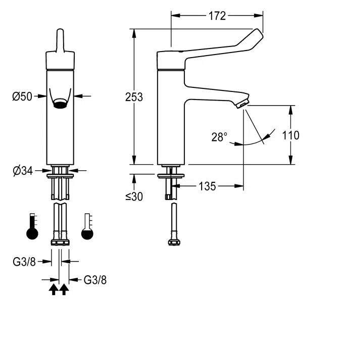 Thermostatic single lever mixer F4LT1010