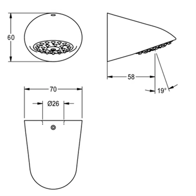 AQUAJET-Slimline shower head for F5 shower panels SHAS0011