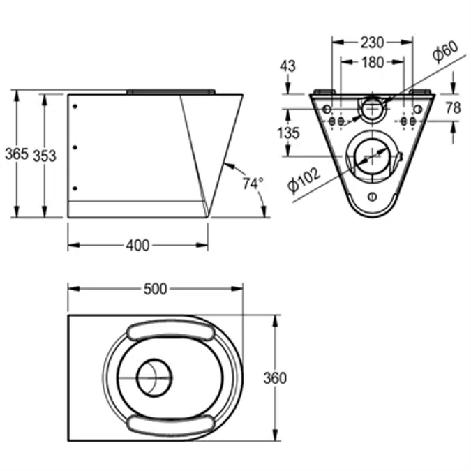 CAMPUS Wall hung WC pan CMPX592S