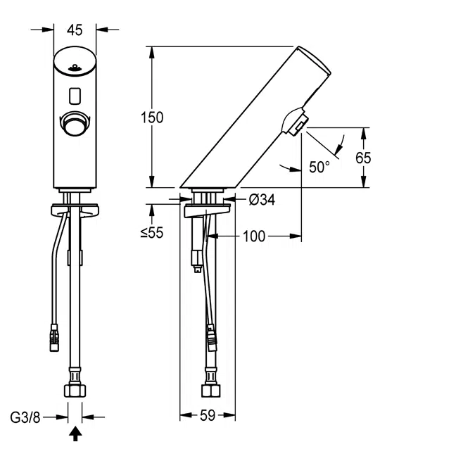 F3E electronic pillar tap F3EV1009