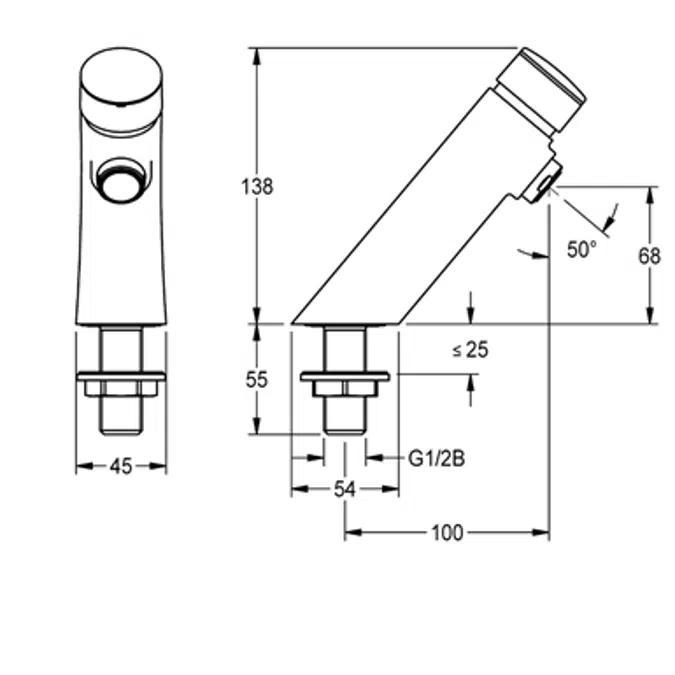 F3S self-closing pillar tap F3SV1001