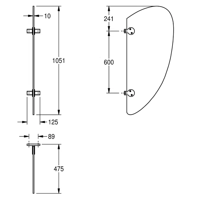 BIM object Screens & Dividers XINOX Urinal partition XINV701 KWC