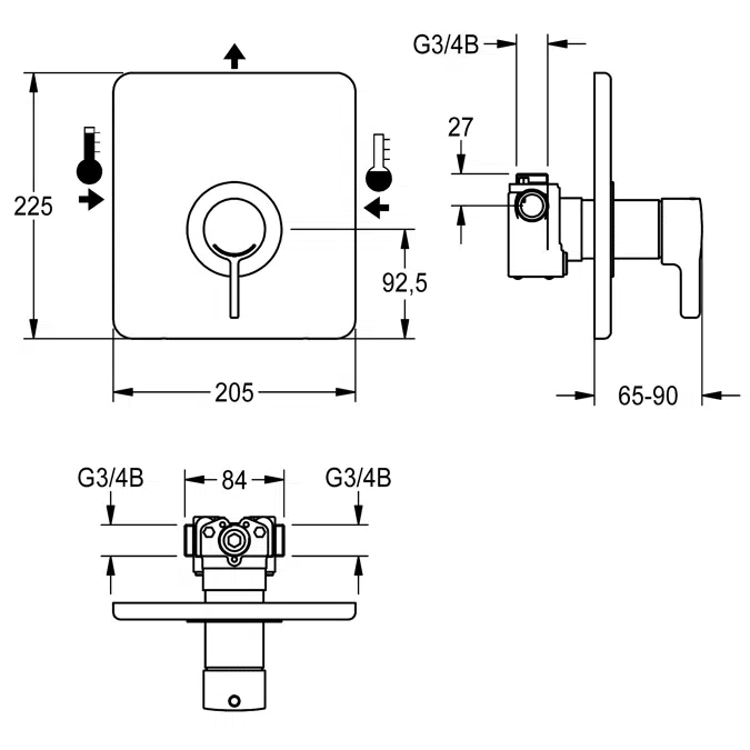 Thermostatic in-wall mixer F5LT2014