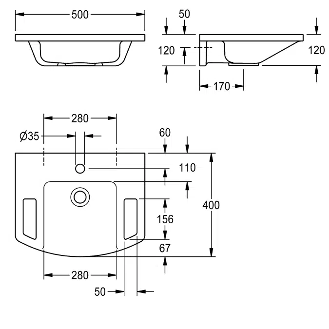 EXOS. Single washbasin barrier-free ANMW0003N