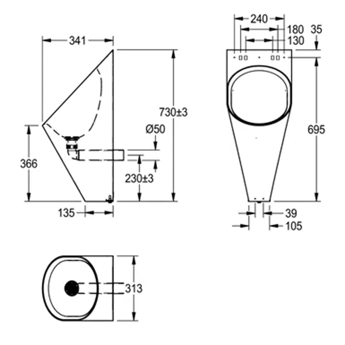 BIM object Urinals CAMPUS urinal CMPX538WF KWC Group Management AG Polantis Revit