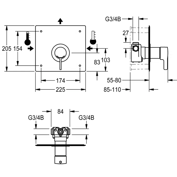 Thermostatic in-wall mixer F5LT2017