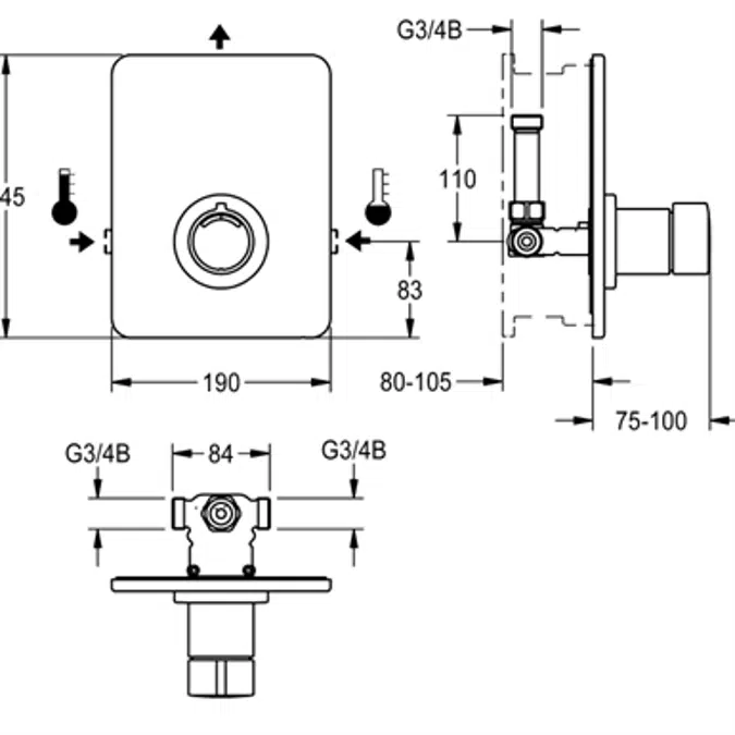 F3S-Mix self-closing in-wall mixer F3SM2004