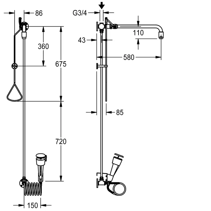 Emergency combined body shower FAID0010