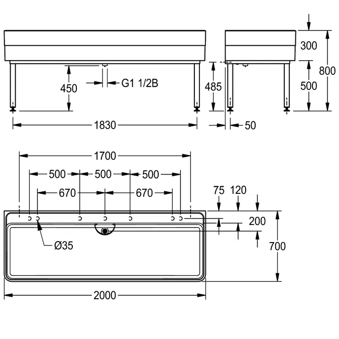 Workroom sink SIRW772