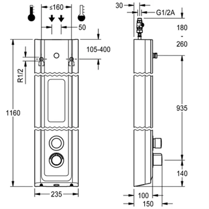 F5S Therm MIRANIT shower panel F5ST2029