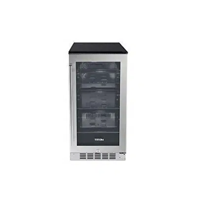 kép a termékről - Titan 15 inch 80 Can Built in Beverage Cooler, Beverage Refrigerator, Adjustable Glass Shelves, Seamless Stainless Steel Door, Temp Memory Function, Door-Left-Open Alarm&High Temp Alarm, Security Lock and Key