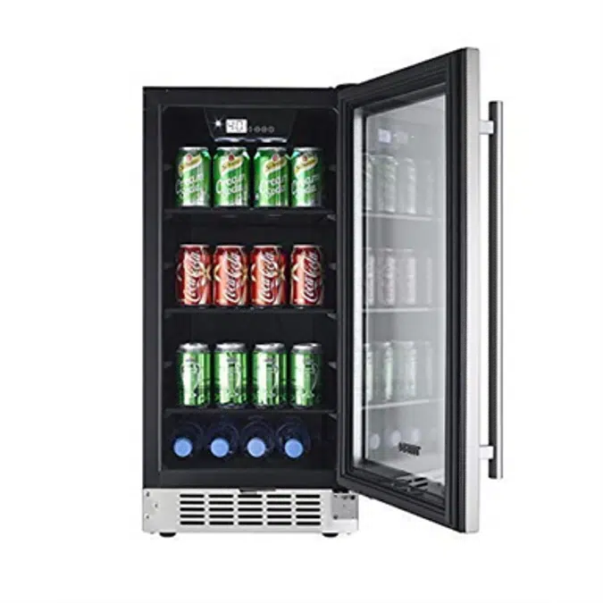 Titan 15 inch 80 Can Built in Beverage Cooler, Beverage Refrigerator, Adjustable Glass Shelves, Seamless Stainless Steel Door, Temp Memory Function, Door-Left-Open Alarm&High Temp Alarm, Security Lock and Key