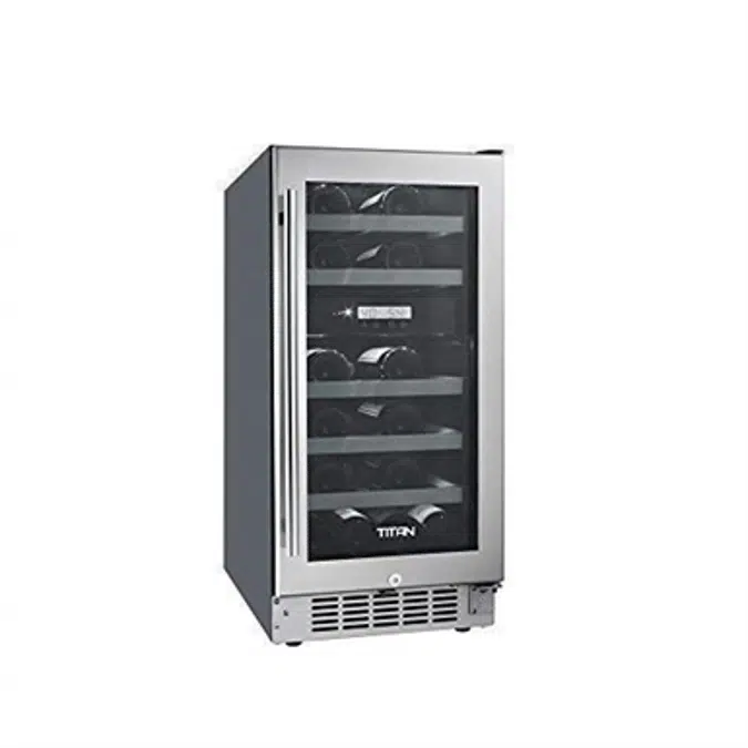 Titan 15 inch 23 Bottle, Seamless Stainless Steel Door, Built in Dual Zone Wine Cooler, Roller Glide Wooden Shelves, Temp Memory, Door-Left-Open&High Temp Alarm